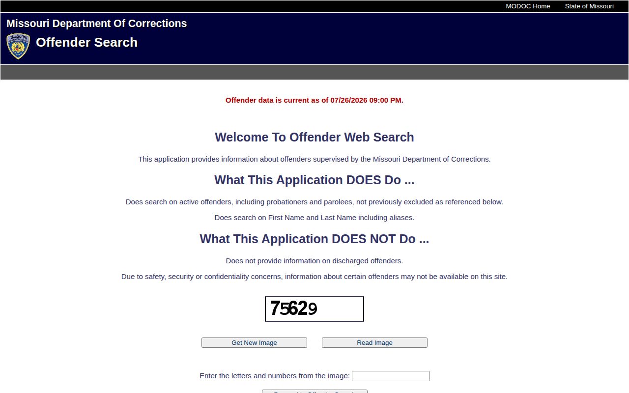 Missouri active offender search for Platte County released inmates